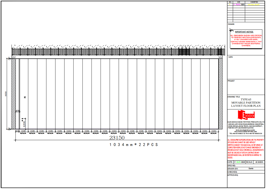 Project case of movable partition